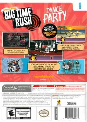 Big Time Rush - Dance Party box cover back